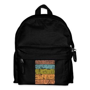 Camping Love lineart retro light - Kids' Backpack - black - Front