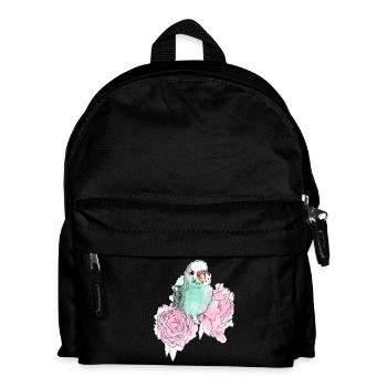 Budgerigars et pivoines - Sac à dos Enfant - noir - Devant