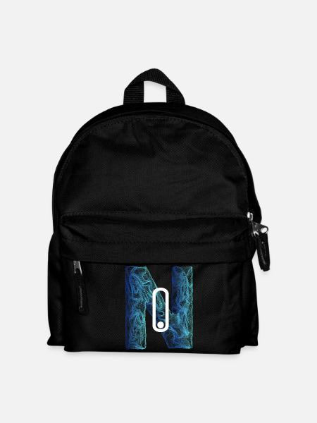 No N buchstabe Name Nein linie fine on Geo gelände - Kinder Rucksack - Schwarz