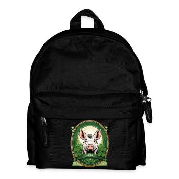 Lucky pig with shamrocks - Kids' Backpack - black - Front