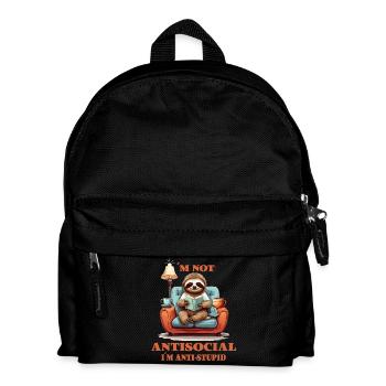 Schlaue Faultier mit Buch - Kinder Rucksack - Schwarz - Vorne