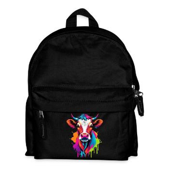 Vache colorée mignonne - Sac à dos Enfant - noir - Devant