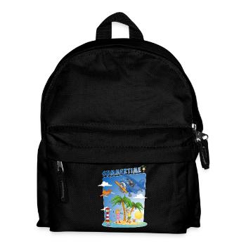 sun, sea, beach, plane, palm trees, island - Kids' Backpack - black - Front