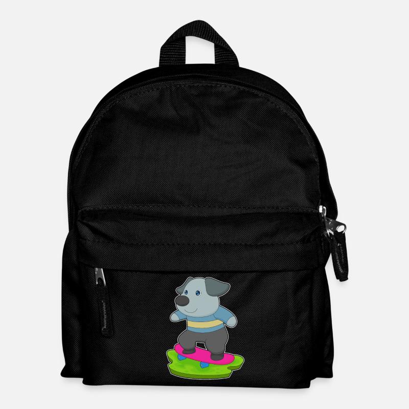Hund Skater Skateboard - Kinder Rucksack - Schwarz