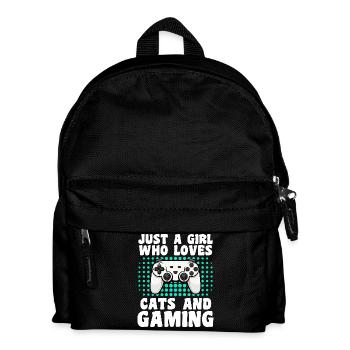 Gamer and Cat Lover Video Games and Purrs - Kids' Backpack - black - Front