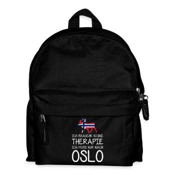 Ich brauche keine Therapie Ich muss nur nach Oslo - Kinder Rucksack - Schwarz - Vorne