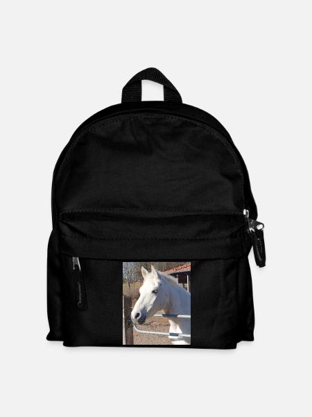 White horse portrait - Kids' Backpack - black