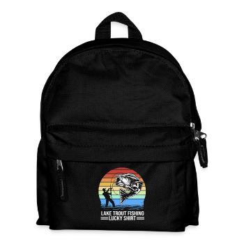 Forelle Forellenteich Angelhaken Angelrute Angler - Kinder Rucksack - Schwarz - Vorne