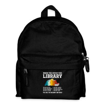 Bibliothek Buch Leseratte Lesen Bücherwurm - Kinder Rucksack - Schwarz - Vorne