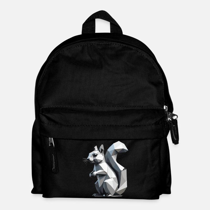 Eichhörnchen - Niedliches Design mit niedrigem Polygon - Kinder Rucksack - Schwarz
