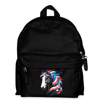 Patriotisches Pferd mit Sternenmähne - Kinder Rucksack - Schwarz - Vorne