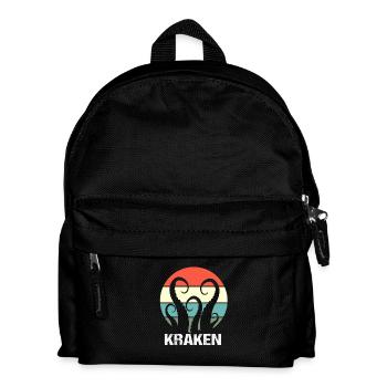 Tintenfisch Krake Kraken Oktopus - Kinder Rucksack - Schwarz - Vorne