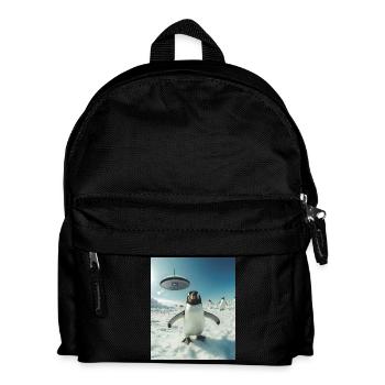 Pinguin Selfie mit UFO - Kinder Rucksack - Schwarz - Vorne