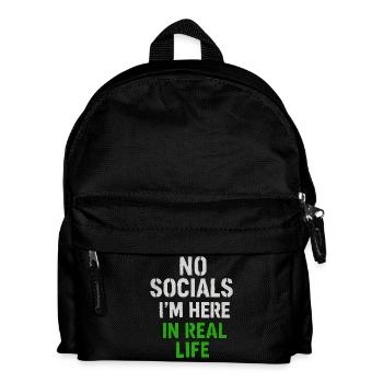 T-shirt No Socials - Je suis ici dans la vraie vie - Sac à dos Enfant - noir - Devant