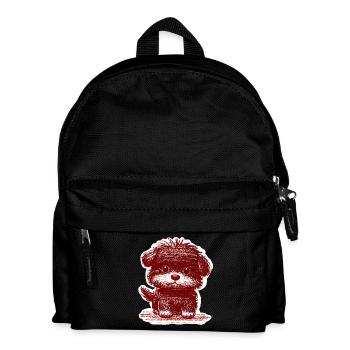 Chiot flou (Rouge) - Sac à dos Enfant - noir - Devant