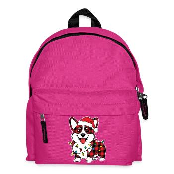 Chien Corgi Noël Plaid Rouge À Carreaux - Sac à dos Enfant - fuchsia - Devant