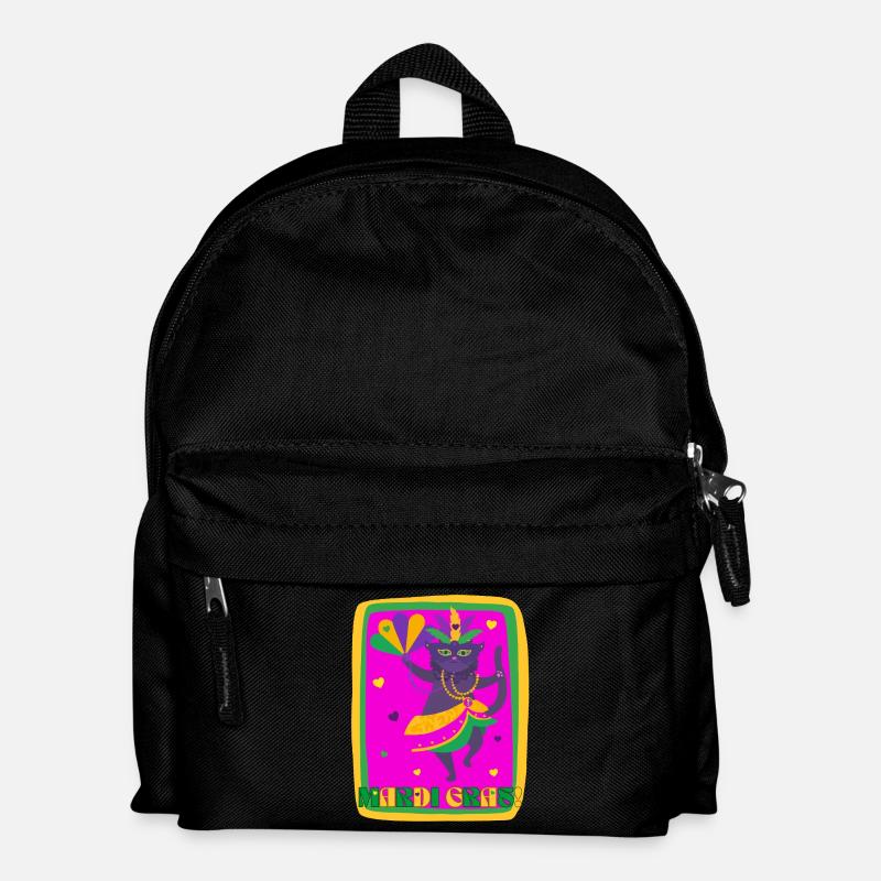 Mardi Gras Dancing Cat - Kids' Backpack - black