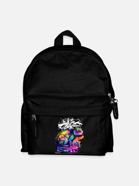 Farbenfroher Chamäleon Graffiti - Kinder Rucksack - Schwarz