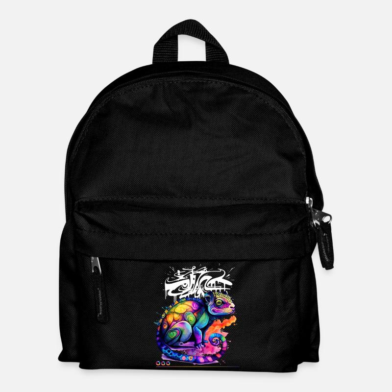 Farbenfroher Chamäleon Graffiti - Kinder Rucksack - Schwarz