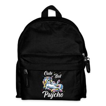 Niedliches Psycho Einhorn - Kinder Rucksack - Schwarz - Vorne