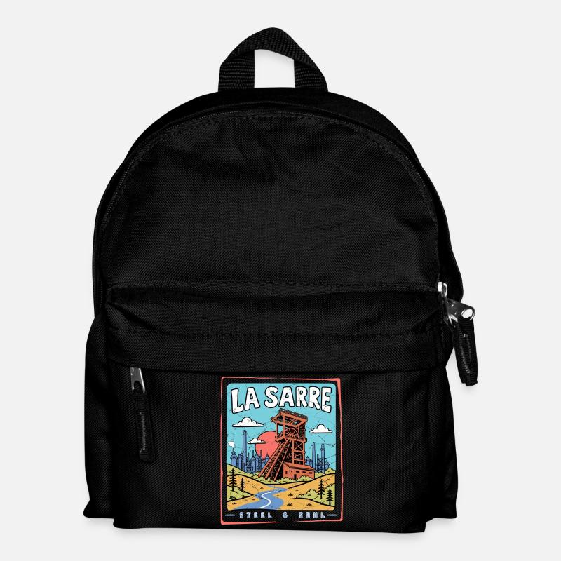Saarland - La Sarre Stahl & Seele - Kinder Rucksack - Schwarz