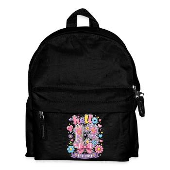 Hallo, 13 Jahre alte goldene und rosa Schleife | Teenager-Geburtstag - Kinder Rucksack - Schwarz - Vorne