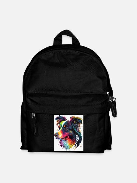 Regenbogen-Porträthund - Kinder Rucksack - Schwarz