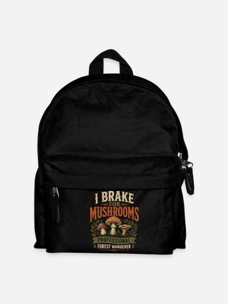 Lustiger Pilzsammler, ich bremse für Pilze - Kinder Rucksack - Schwarz