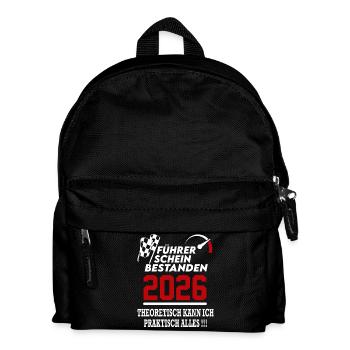 Führerschein bestanden 2026 Sprüche Fahrschule - Kinder Rucksack - Schwarz - Vorne