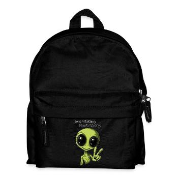 Just Visiting Don't Worry - Lustiges Alien Design - Kinder Rucksack - Schwarz - Vorne