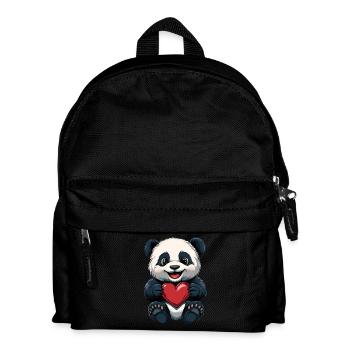 Niedlicher Panda mit Herz - Liebesdesign - Kinder Rucksack - Schwarz - Vorne