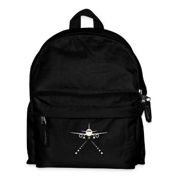Flugzeug auf Landebahn – Travel Design - Kinder Rucksack - Schwarz - Vorne