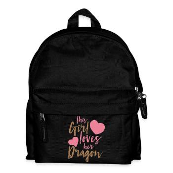 Fantasy / Dragons: This Girl Loves Her Dragon - Kids' Backpack - black - Front
