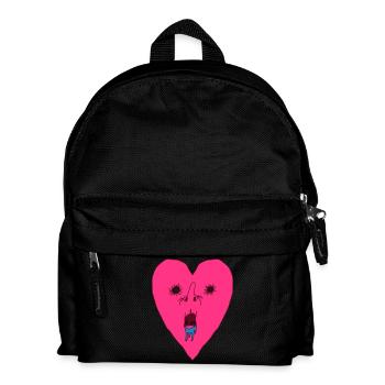 Herz Grimasse - Hässliches Herzgesicht - Kinder Rucksack - Schwarz - Vorne