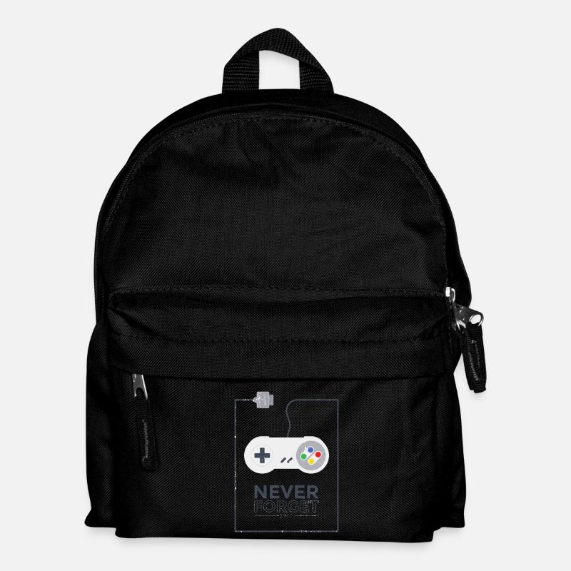Super Konsole Gaming - Never Forget Retro 1990 - Kinder Rucksack - Schwarz