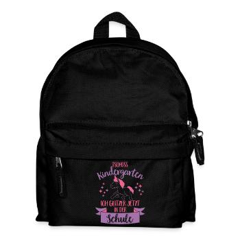 Tschüss Kindergarten Einhorn Einschulung - Kinder Rucksack - Schwarz - Vorne