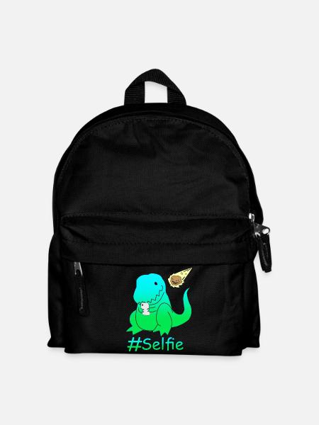 Lustiger Selfie Dinosaurier - Kinder Rucksack - Schwarz