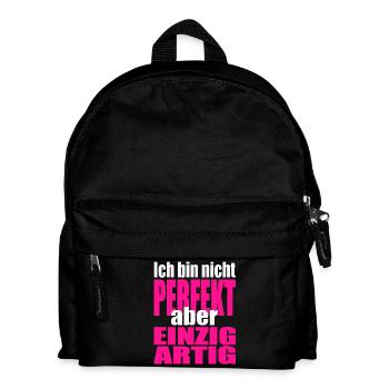 Nicht perfekt, einzigartig in Pink - Kinder Rucksack - Schwarz - Vorne