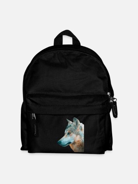Wolfs Kopf Aquarellprint - Kinder Rucksack - Schwarz