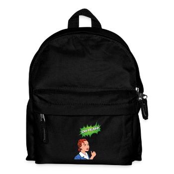 Oh yeah comic comic style cartoon speech bubble nerd - Kids' Backpack - black - Front
