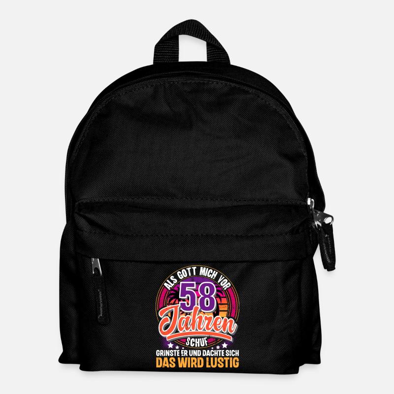 58. Geburtstag Als Gott Mich Schuf Vor - Kinder Rucksack - Schwarz