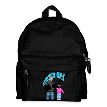 stolzer Opa - Enkelin schwarze Haare Kind Mädchen - Kinder Rucksack - Schwarz - Vorne