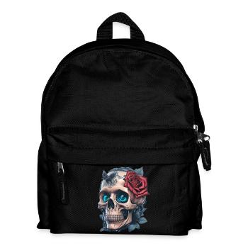 Totenkopf mit Rosen - Kinder Rucksack - Schwarz - Vorne
