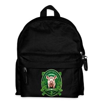 Lucky pig with shamrocks - Kids' Backpack - black - Front