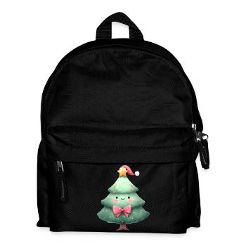 Cute Christmas tree with hat and bow - Kids' Backpack - black - Front