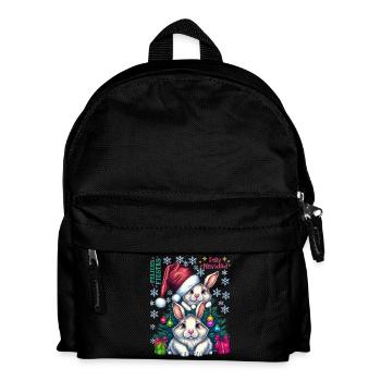 Festliche Osterhasen mit Weihnachtsmütze - Kinder Rucksack - Schwarz - Vorne