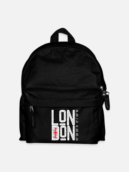 London Flag Distressed Typo - Kinder Rucksack - Schwarz