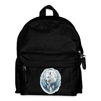 Wolf in a Dream Catcher - Mystical Design. - Kids' Backpack - black - Front