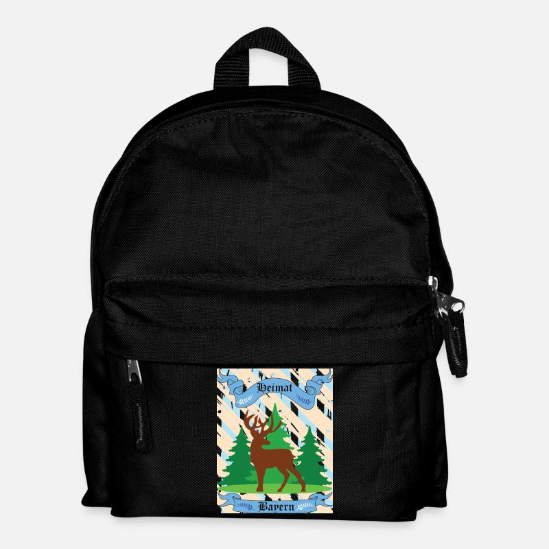 Heimat Bayern Hirsch im Wald - Kinder Rucksack - Schwarz