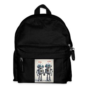 Couple de robots - Sac à dos Enfant - noir - Devant